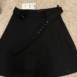Zara Black A-Line Skirt with Belt